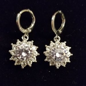 3 Carat C.Z .925 Sterling Silver Earrings, 12 c.zs